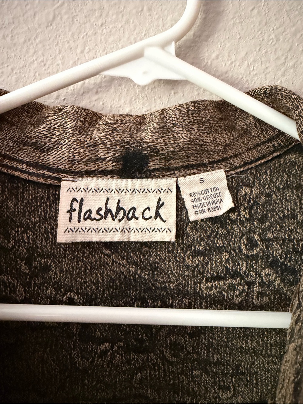 Women's Distressed Embroidered Denim Jacket in Black Beige Color Art to Wear - Picture 3 of 4